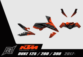 Dekorsatz Radical Racing Licensed by KTM, KTM Duke 125 / 390 ab Bj. 2017 (Schwarz/Orange)