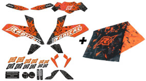 Dekorbundle Radical Racing, KTM Duke 125 ab Bj. 17, Orange inkl. Halstuch