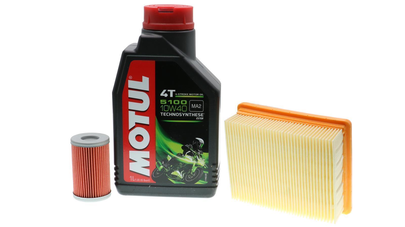 KTM Duke 125 200 390 Service Kit – MOTUL 5100 10W40 Oil, Oil Filter, Air Filter, Spark Plug