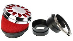 Rennluftfilter Malossi RED-Filter E13, Anschluß gewinkelt 25°, 42-58mm Anschlussweite